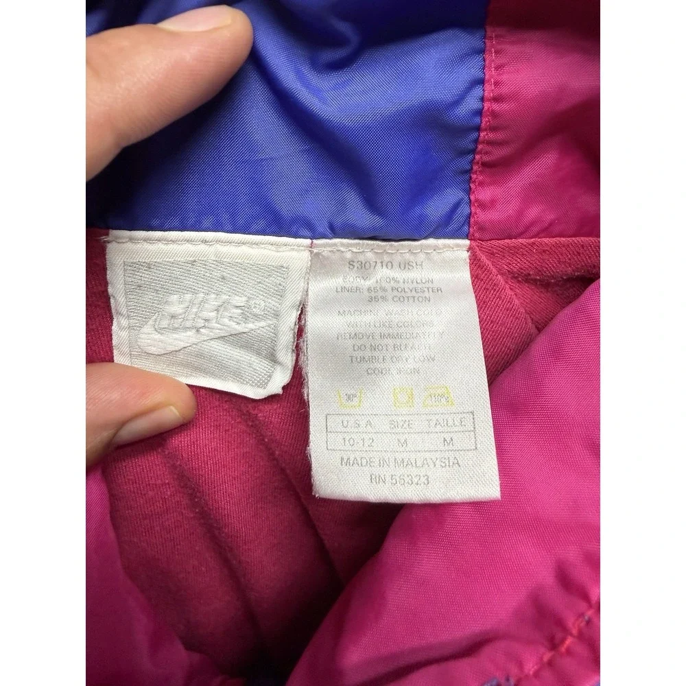 VTG 90s Nike Track Jacket Womens M Pink Navy Blue Colorblock Windbreaker Lined